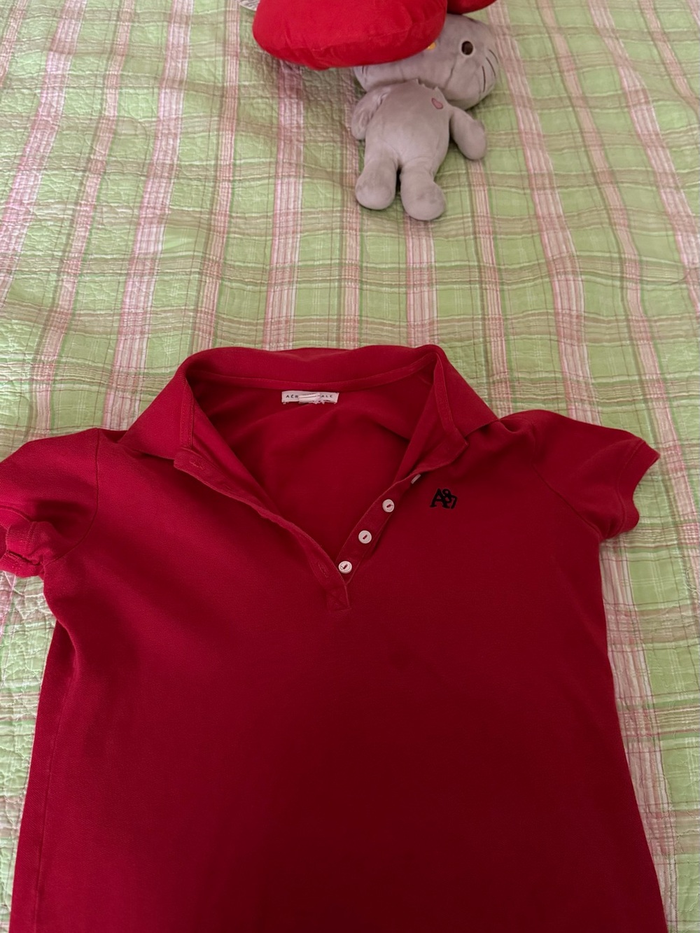 Aeropostale Red Short-Sleeve Button Polo